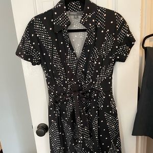 Donna Ricco colored dress black tan polka dots. Size 6